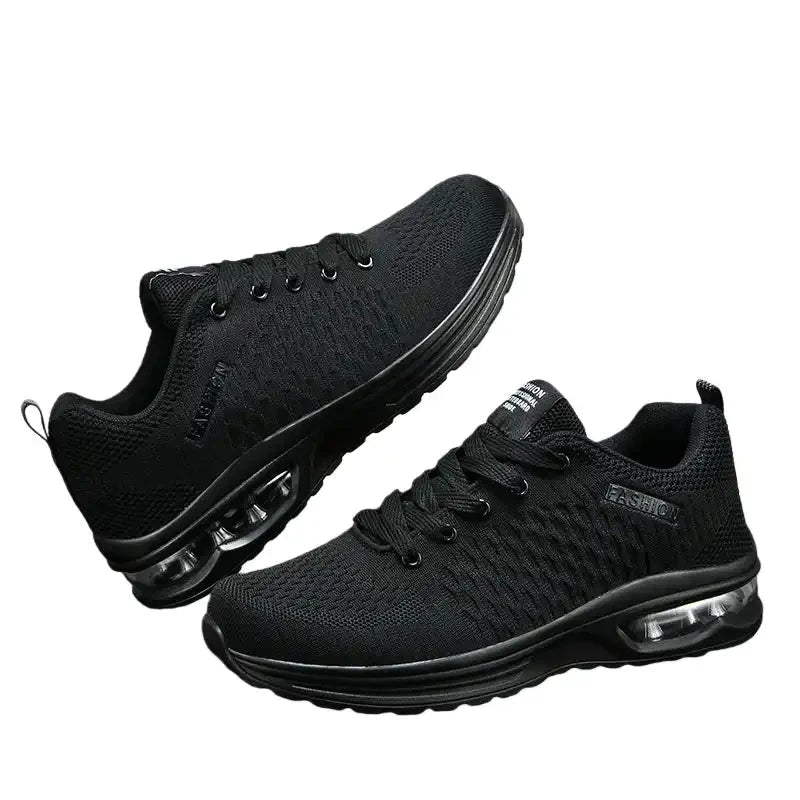 men’s All-Black Air-Cushion Walking Sneakers