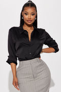 Smooth Talkin' Button Down Top - Black