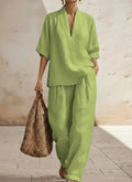 🎁New Arrivals🔥 Women's Casual Cozy Minimalist Linen Two-piece Set