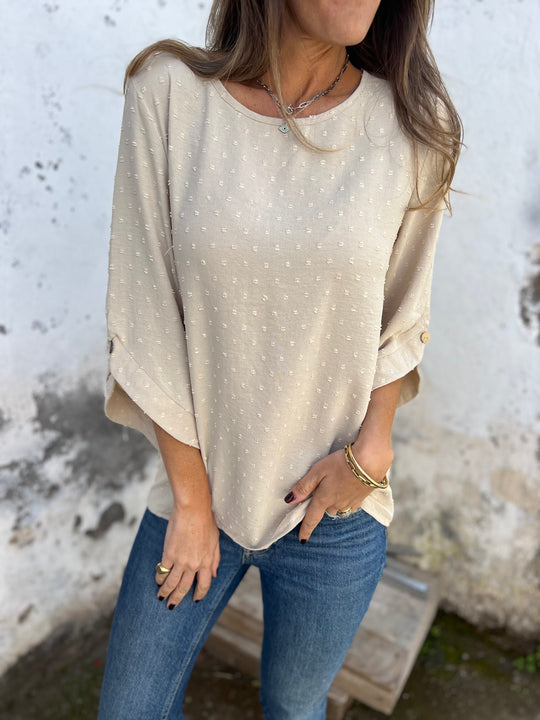 🎁CLEARANCE SALE🔥 Round Neck Embroidered Large Cuffs Casual Shirt