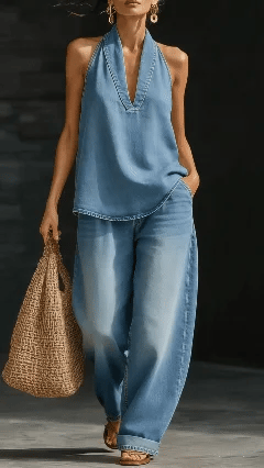 🎁New Arrivals🔥 Women's Cozy Minimalist Two-piece Denim Set