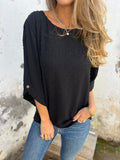 🎁CLEARANCE SALE🔥 Round Neck Embroidered Large Cuffs Casual Shirt
