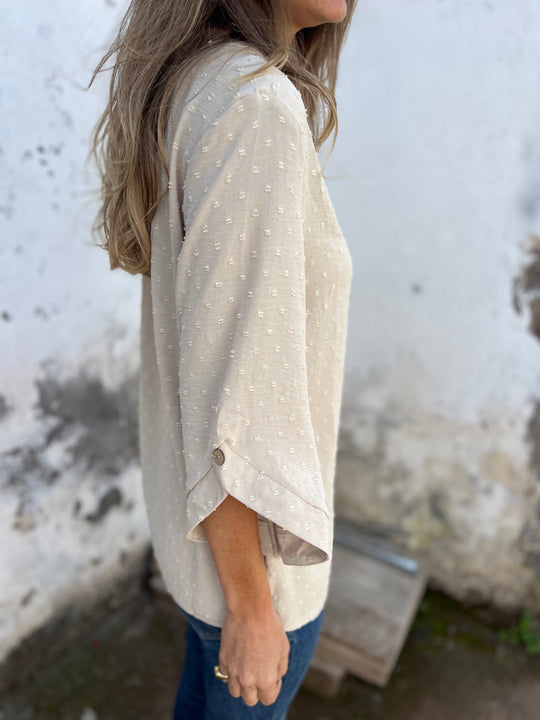 🎁CLEARANCE SALE🔥 Round Neck Embroidered Large Cuffs Casual Shirt