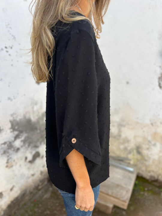 🎁CLEARANCE SALE🔥 Round Neck Embroidered Large Cuffs Casual Shirt