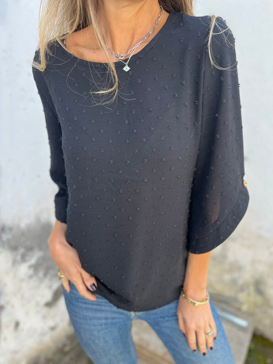🎁CLEARANCE SALE🔥 Round Neck Embroidered Large Cuffs Casual Shirt