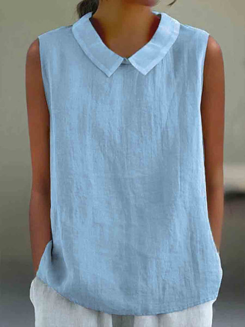 🎁CLEARANCE SALE🔥Women's Casual Cotton And Linen Peter Pan Tank Top