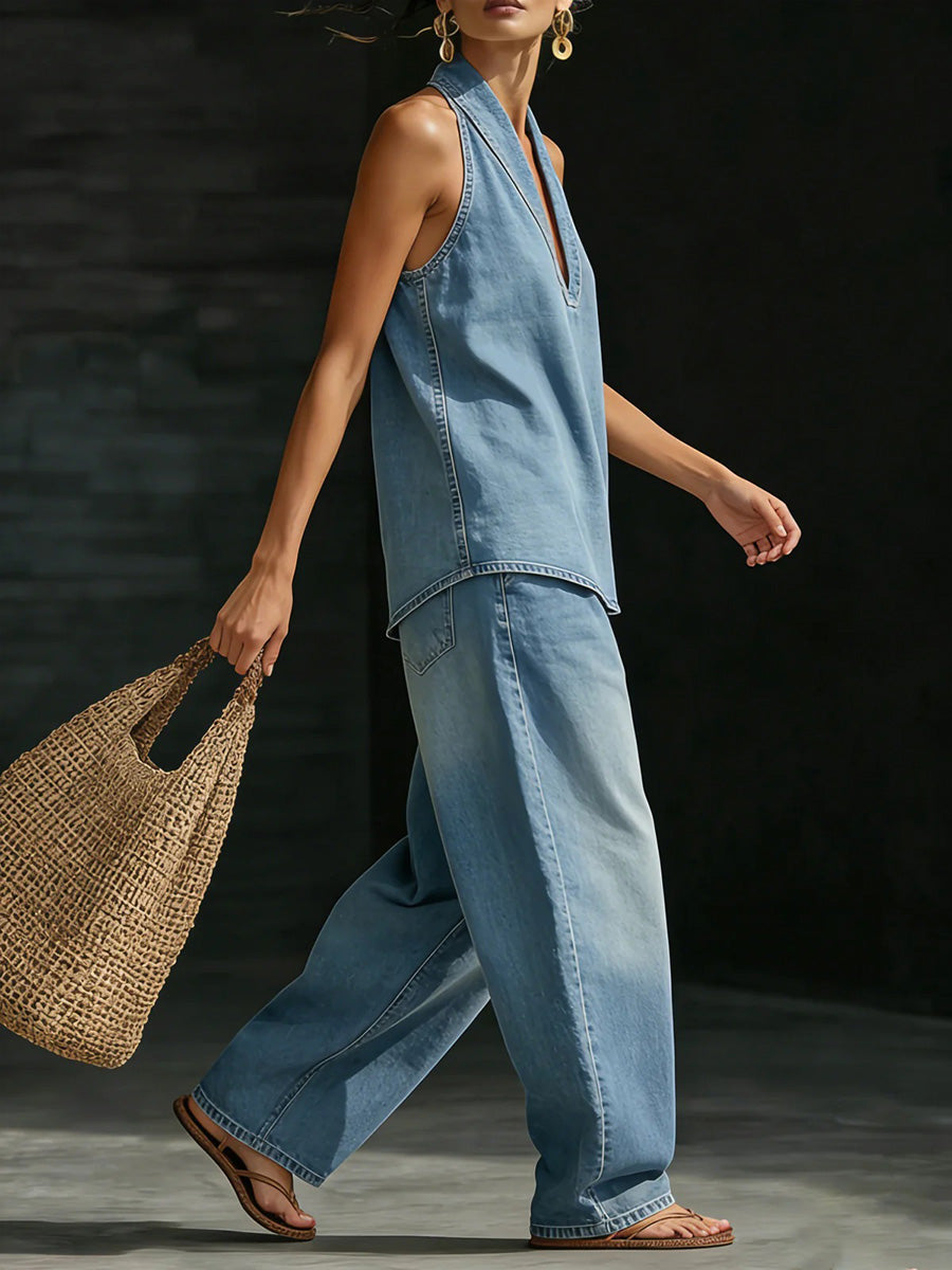 🎁New Arrivals🔥 Women's Cozy Minimalist Two-piece Denim Set