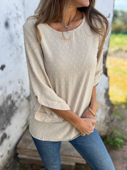 🎁CLEARANCE SALE🔥 Round Neck Embroidered Large Cuffs Casual Shirt