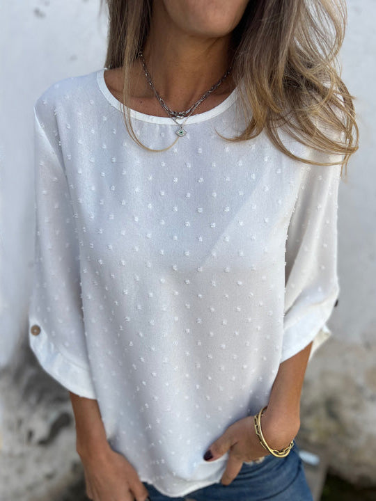🎁CLEARANCE SALE🔥 Round Neck Embroidered Large Cuffs Casual Shirt