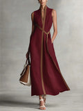 🎁New Arrivals🔥 Women's Stand-up Collar Sleeveless Casual Loose Cotton and Linen Dress