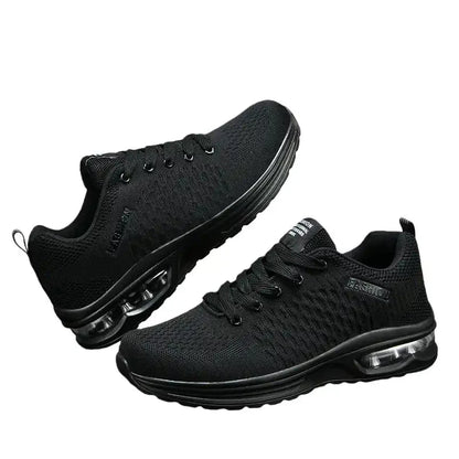 men’s All-Black Air-Cushion Walking Sneakers
