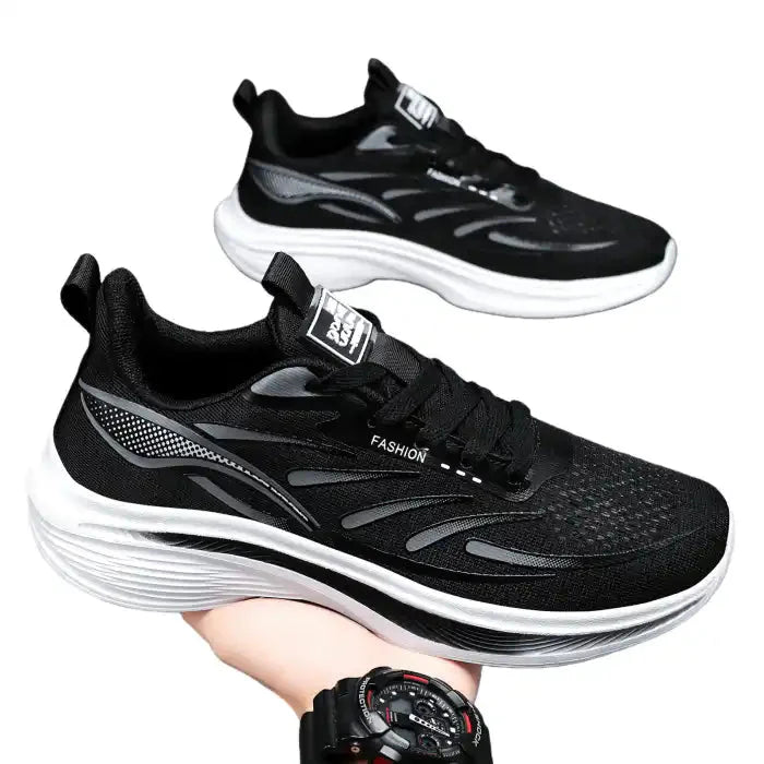 Men’s All-Day Comfort Sneakers | Soft Cushioning + Grippy Outsole | Black/White