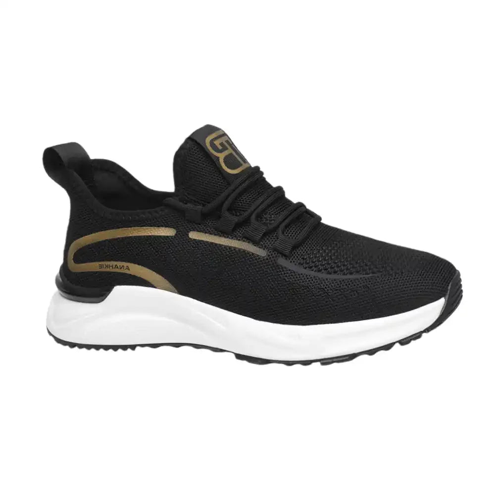 Men’s Black & Gold Walking Sneakers | Thick Cushioning + Grippy Sole