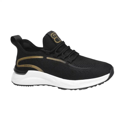 Men’s Black & Gold Walking Sneakers | Thick Cushioning + Grippy Sole