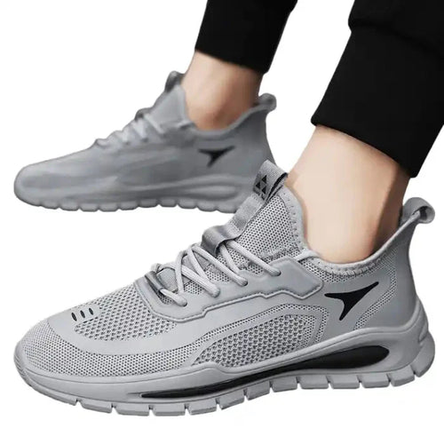 Men’s Breathable Mesh Walking Sneakers | Cushioned Sole | Grey