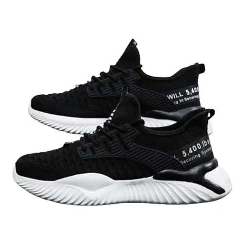 Men’s Cushioned Running-Style Sneakers – Black/White