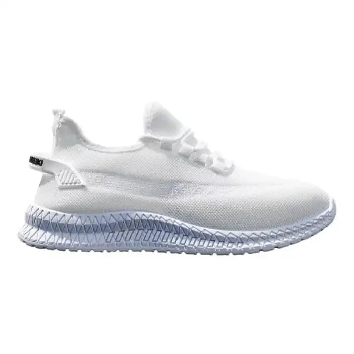 Men’s Everyday Running-Style Sneakers | Breathable Knit Upper + Thick Cushioning | White