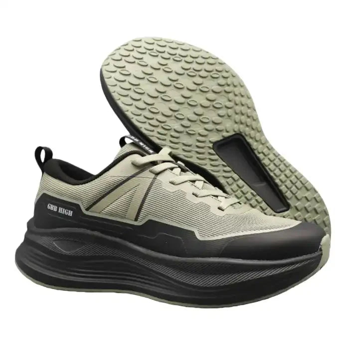 Men’s Trail-Inspired Walking Sneakers | Rugged Traction Sole | Khaki/Black